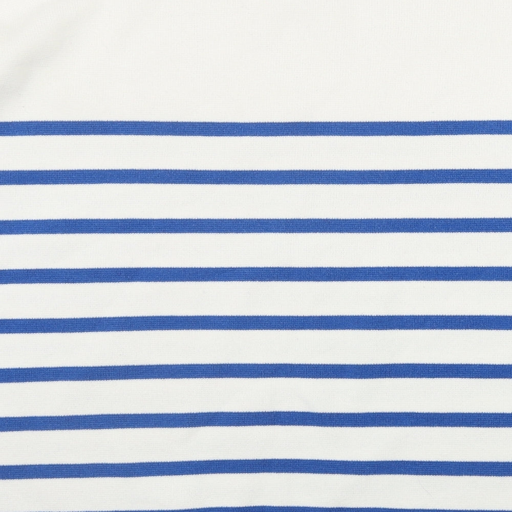 John Lewis Womens White Round Neck Striped Cotton Pullover Jumper Size L