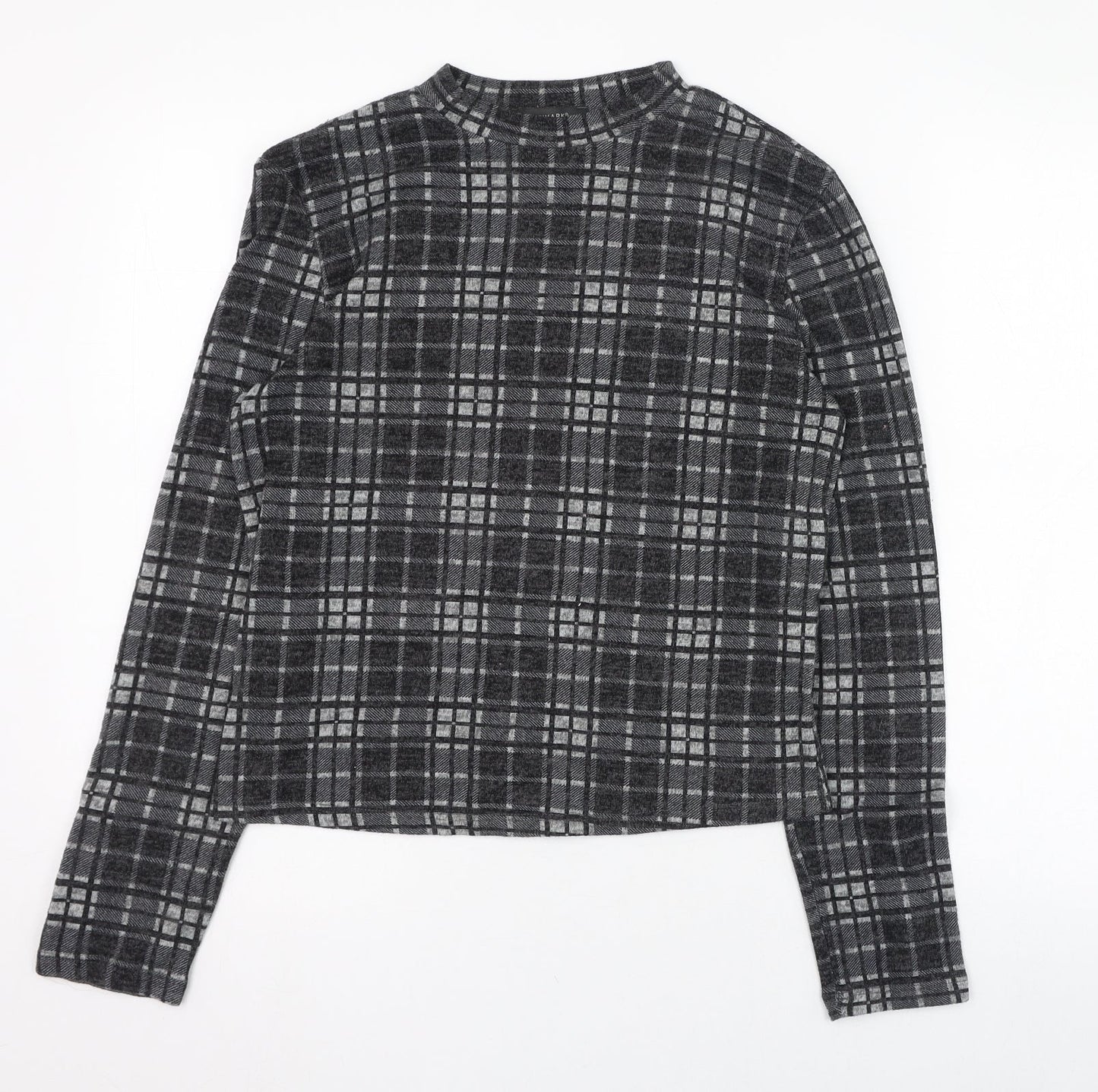 Primark Womens Green Round Neck Check Polyester Pullover Jumper Size 10