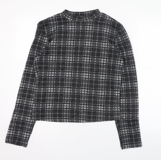 Primark Womens Green Round Neck Check Polyester Pullover Jumper Size 10