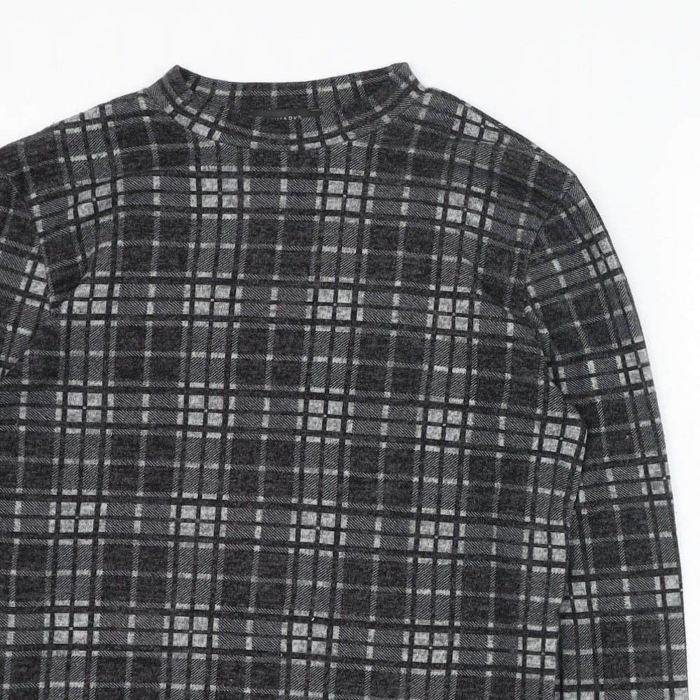 Primark Womens Green Round Neck Check Polyester Pullover Jumper Size 10