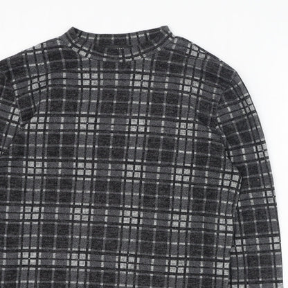 Primark Womens Green Round Neck Check Polyester Pullover Jumper Size 10