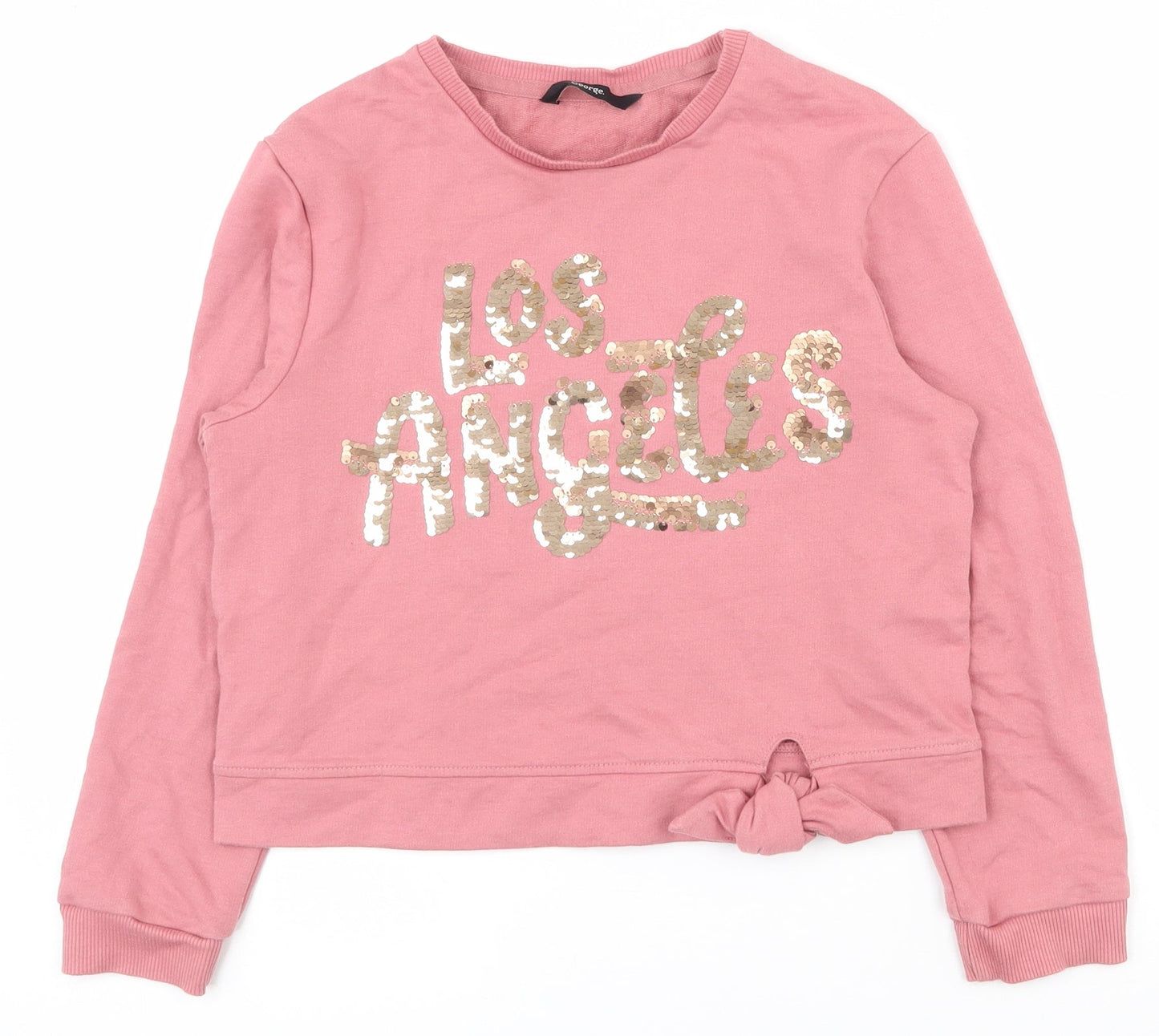 George Girls Pink  Cotton Pullover Sweatshirt Size 10-11 Years  Pullover - Tie at bottom