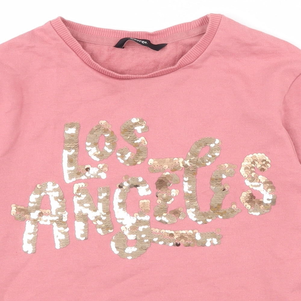 George Girls Pink  Cotton Pullover Sweatshirt Size 10-11 Years  Pullover - Tie at bottom