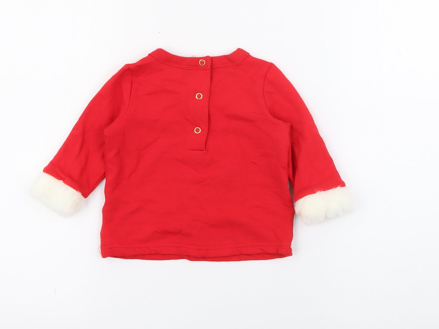 Disney Baby Baby Red  Cotton Pullover Jumper Size 6-9 Months  Snap - Mickey Goofy
