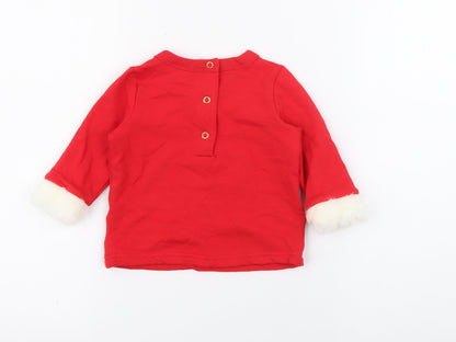 Disney Baby Baby Red  Cotton Pullover Jumper Size 6-9 Months  Snap - Mickey Goofy