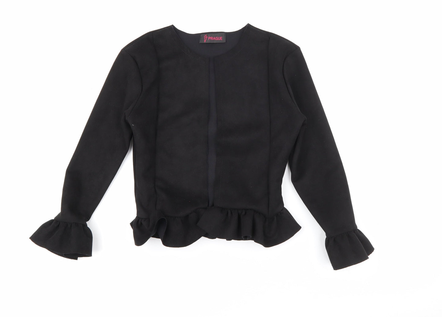 Prague Womens Black Round Neck  Polyester Cardigan Jumper Size 8