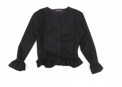 Prague Womens Black Round Neck  Polyester Cardigan Jumper Size 8