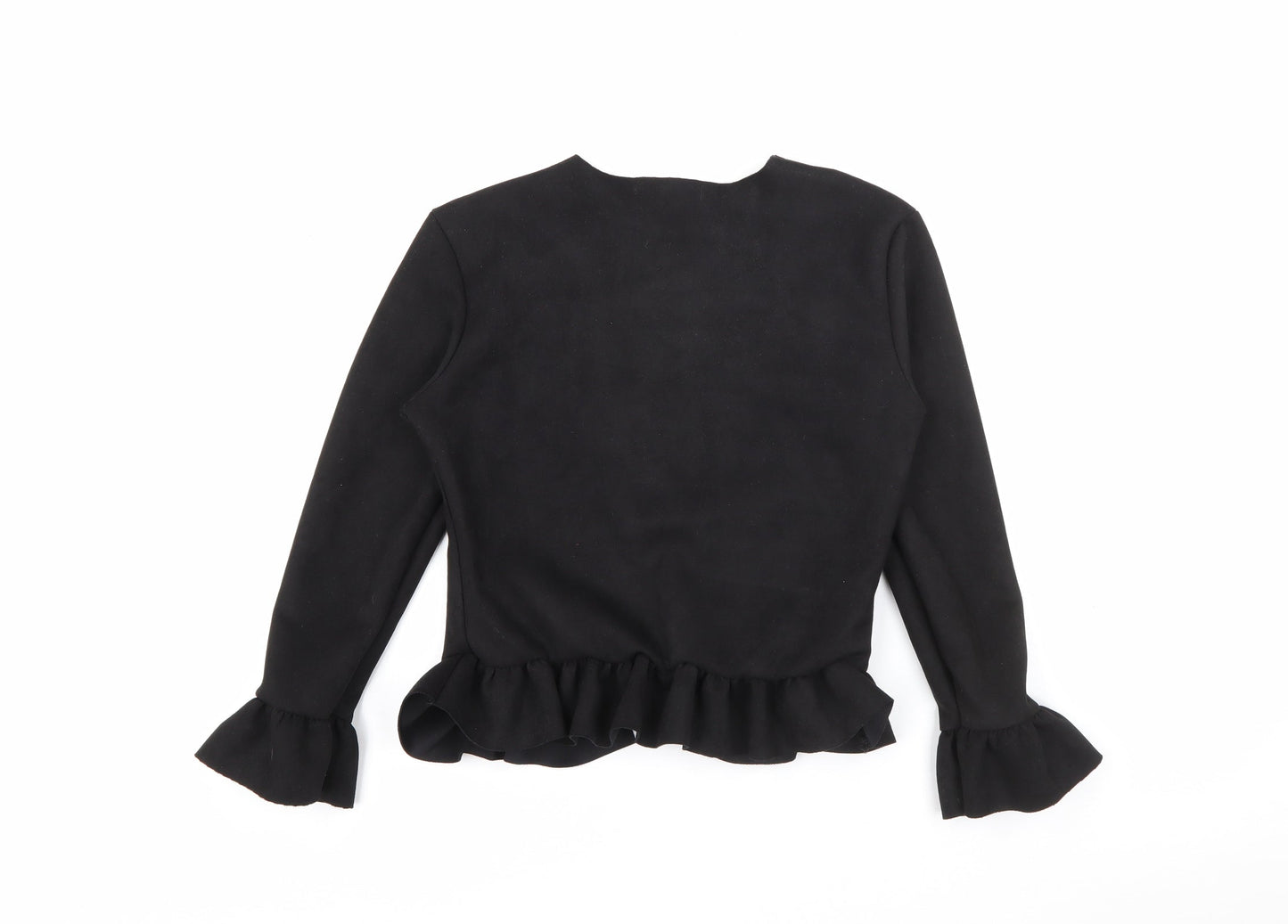 Prague Womens Black Round Neck  Polyester Cardigan Jumper Size 8