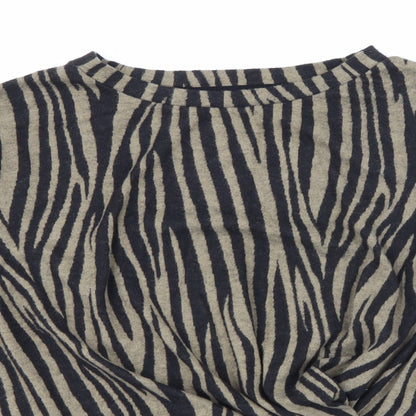 F&F Womens Brown Crew Neck Geometric Polyester Pullover Jumper Size 10