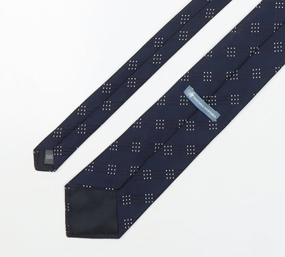 Marks and Spencer Mens Blue Geometric Polyester Pointed Tie One Size