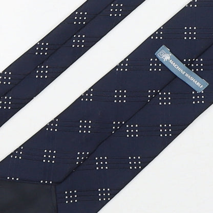 Marks and Spencer Mens Blue Geometric Polyester Pointed Tie One Size