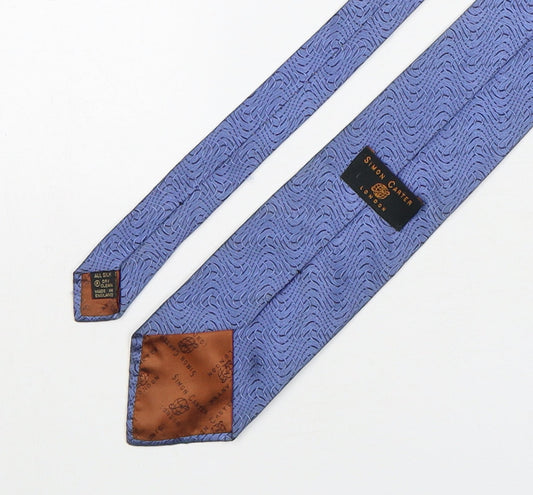 Simon Carter Mens Blue Geometric Silk Pointed Tie One Size