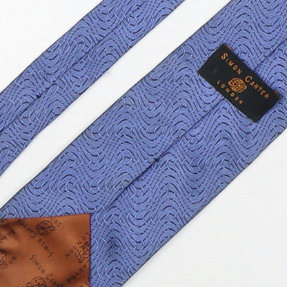 Simon Carter Mens Blue Geometric Silk Pointed Tie One Size