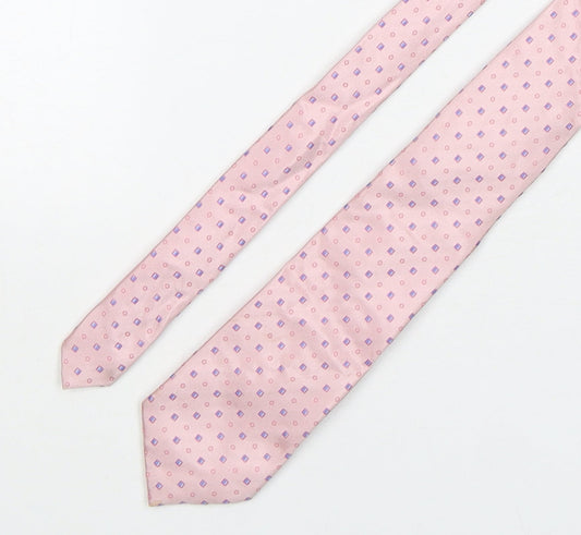 Autograph Mens Pink Geometric Silk Pointed Tie One Size
