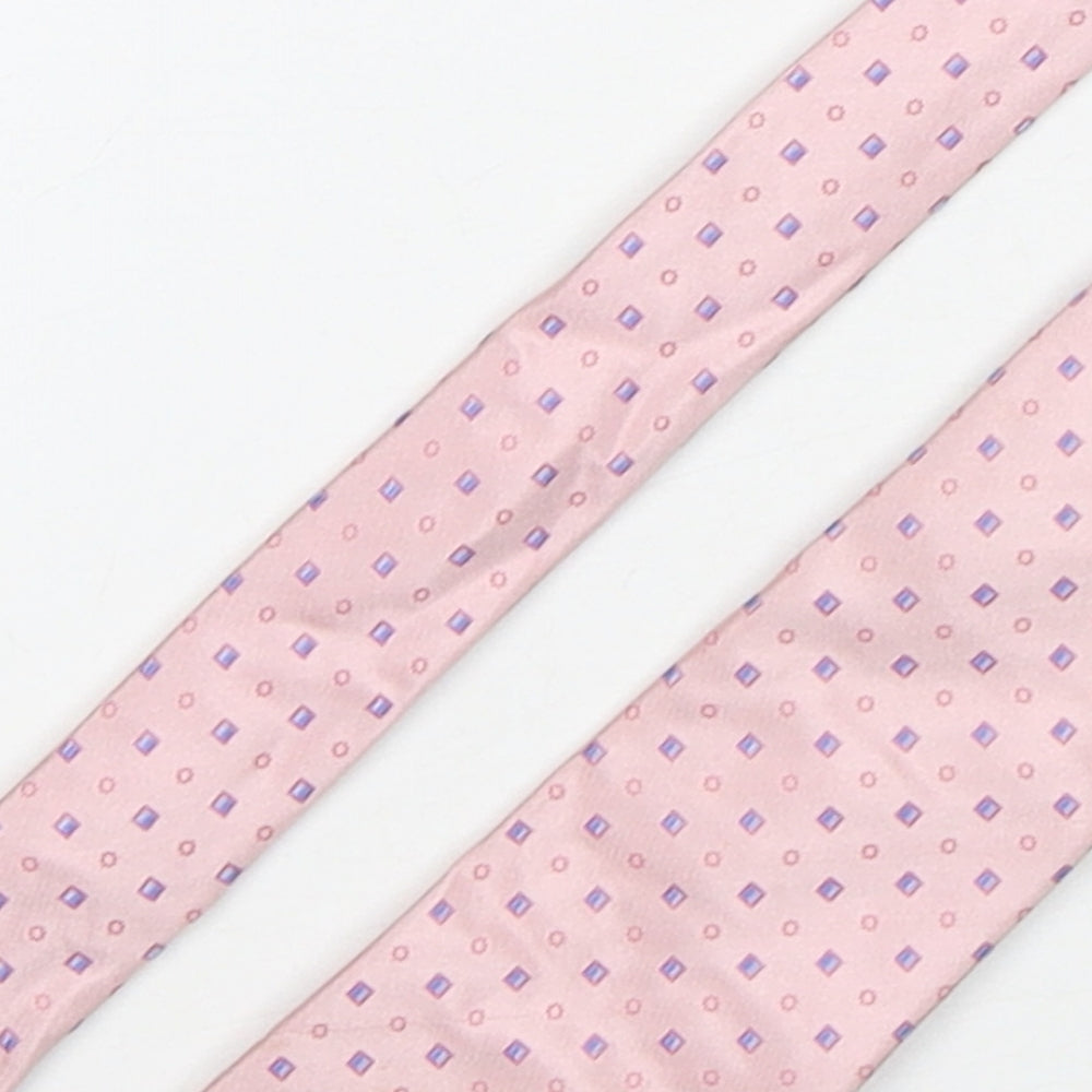 Autograph Mens Pink Geometric Silk Pointed Tie One Size
