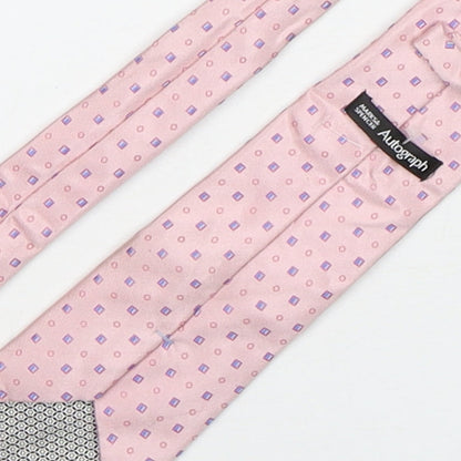 Autograph Mens Pink Geometric Silk Pointed Tie One Size