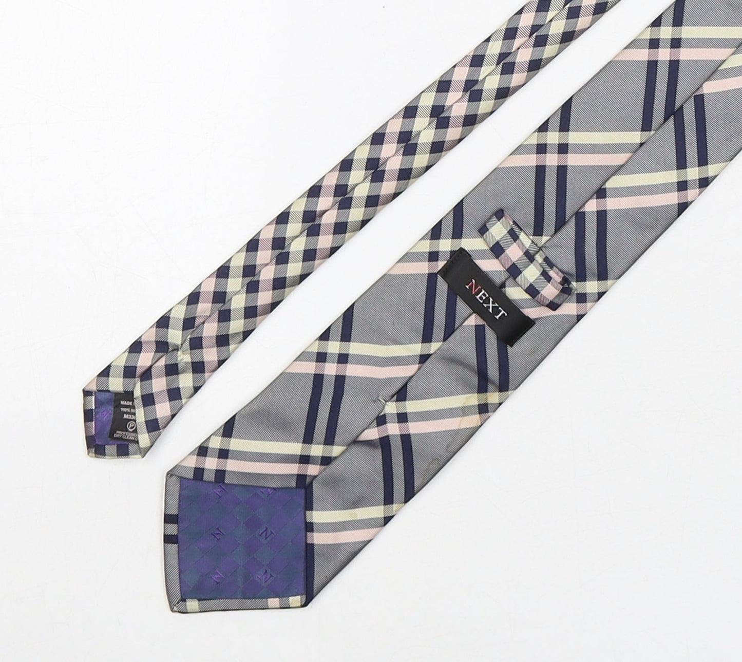NEXT Mens Multicoloured Plaids & Checks Silk Pointed Tie One Size