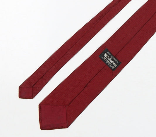 Michelsons  Mens Red Geometric Polyester Pointed Tie One Size