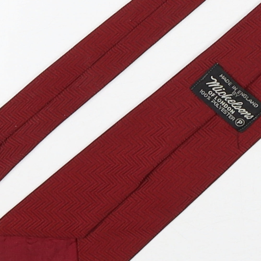 Michelsons  Mens Red Geometric Polyester Pointed Tie One Size