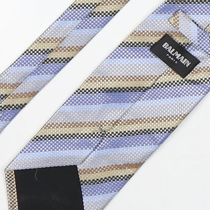 Balmain  Mens Multicoloured Striped Silk Pointed Tie One Size