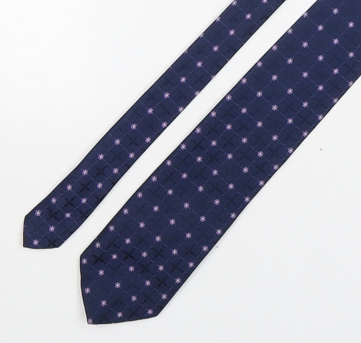 Marks and Spencer Mens Blue Floral Polyester Pointed Tie One Size