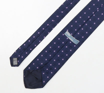 Marks and Spencer Mens Blue Floral Polyester Pointed Tie One Size