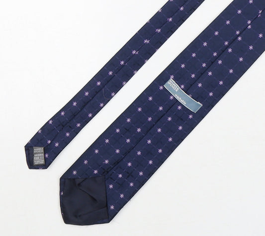 Marks and Spencer Mens Blue Floral Polyester Pointed Tie One Size
