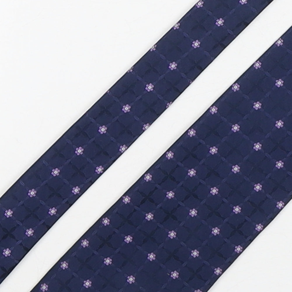 Marks and Spencer Mens Blue Floral Polyester Pointed Tie One Size