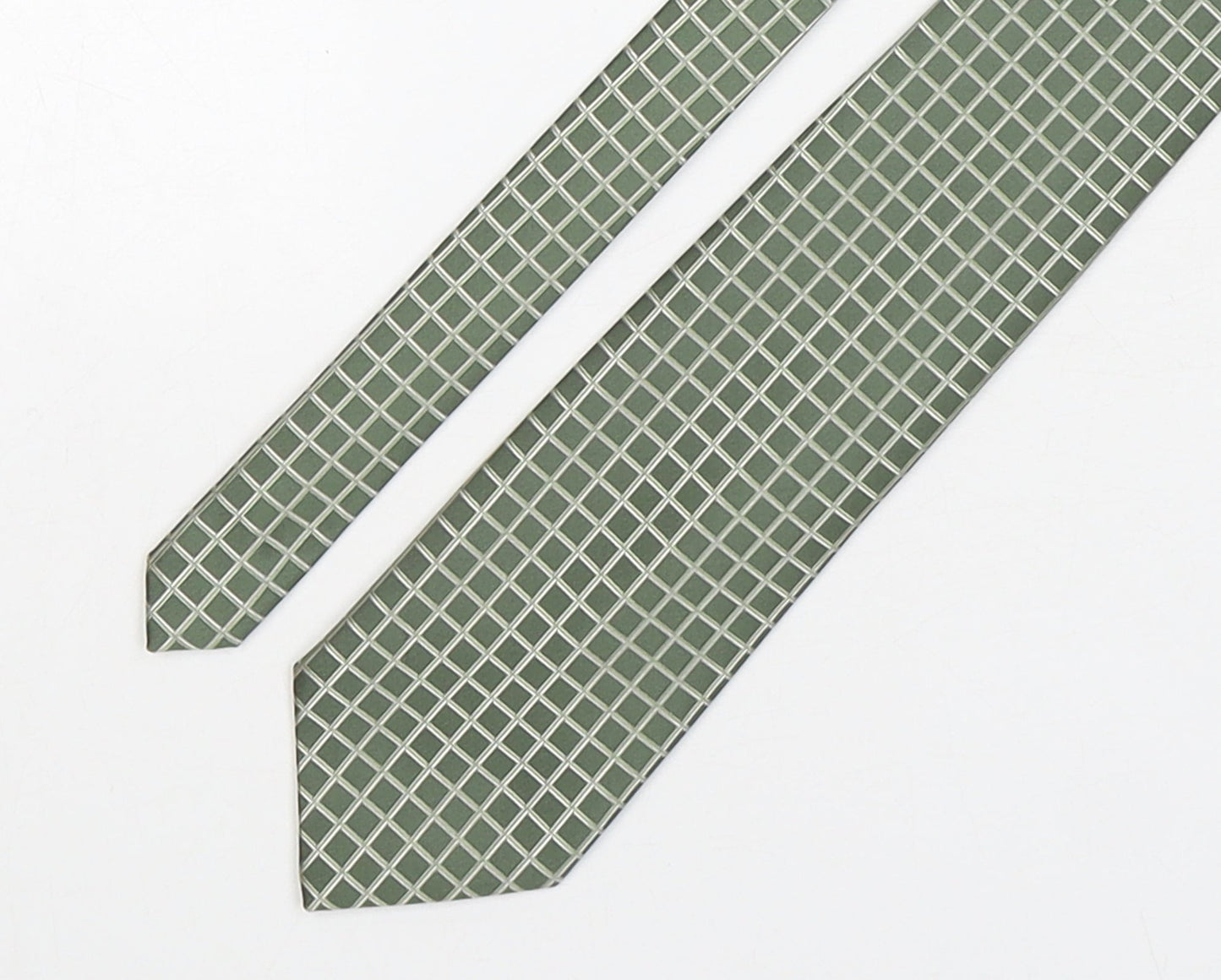 Simon Taylor  Mens Green Plaids & Checks Polyester Pointed Tie One Size