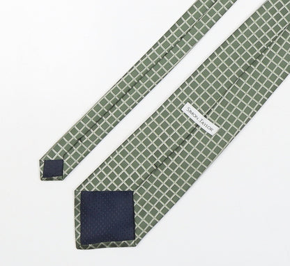 Simon Taylor  Mens Green Plaids & Checks Polyester Pointed Tie One Size