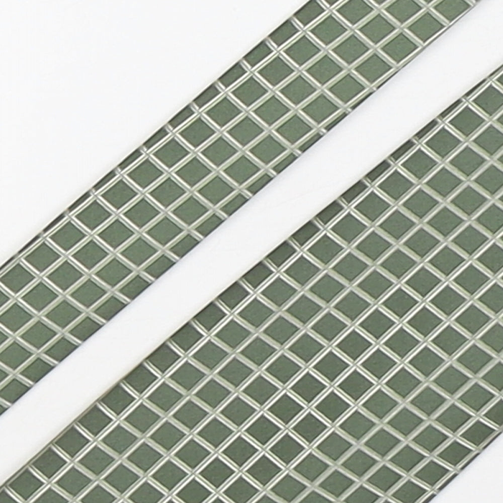 Simon Taylor  Mens Green Plaids & Checks Polyester Pointed Tie One Size