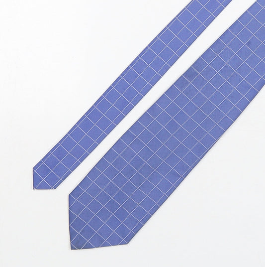 NEXT Mens Blue Plaids & Checks Polyester Pointed Tie One Size
