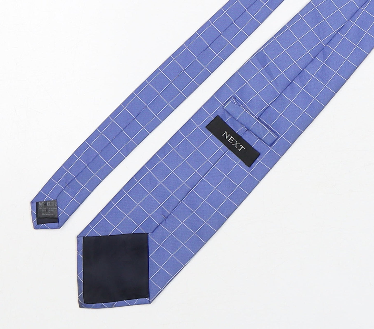 NEXT Mens Blue Plaids & Checks Polyester Pointed Tie One Size
