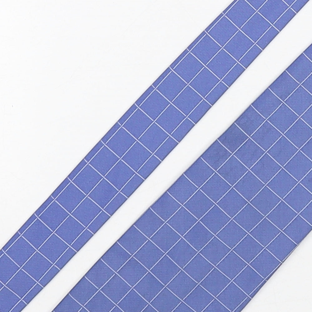 NEXT Mens Blue Plaids & Checks Polyester Pointed Tie One Size