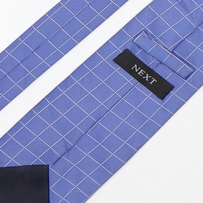 NEXT Mens Blue Plaids & Checks Polyester Pointed Tie One Size