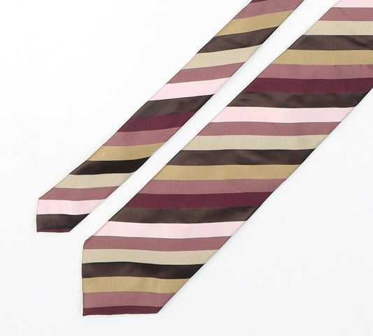 Marks and Spencer Mens Multicoloured Striped Silk Pointed Tie One Size