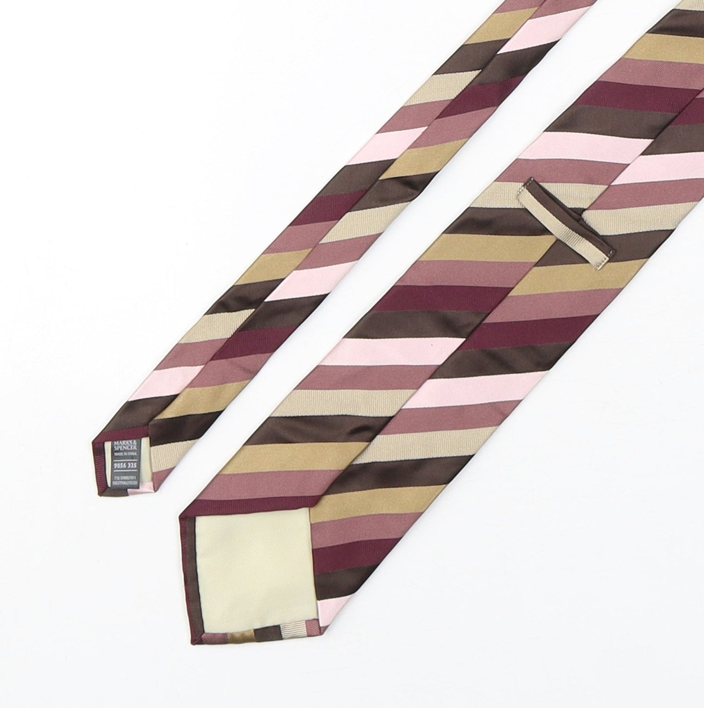 Marks and Spencer Mens Multicoloured Striped Silk Pointed Tie One Size