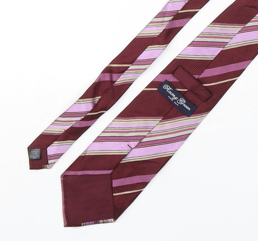 Racing Green  Mens Multicoloured Striped Silk Pointed Tie One Size