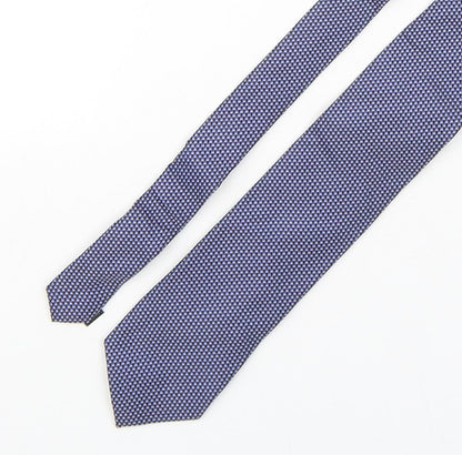 Marks and Spencer Mens Blue Plaids & Checks Silk Pointed Tie One Size