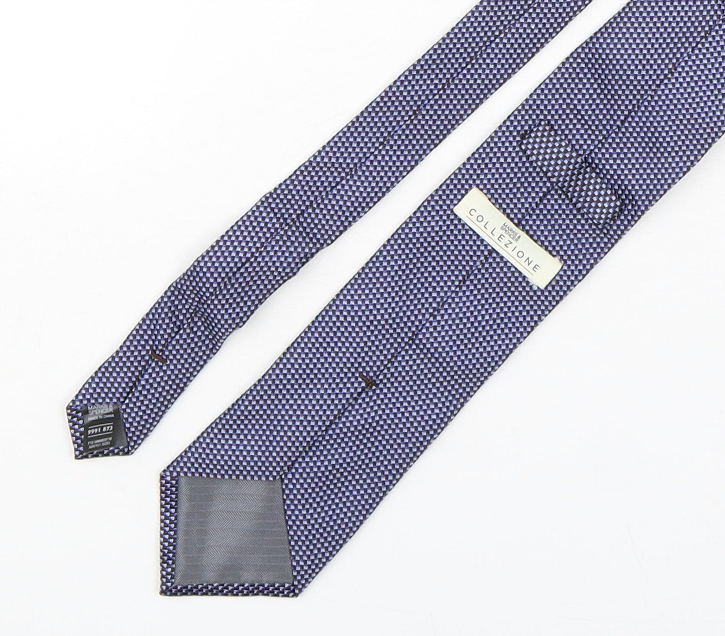 Marks and Spencer Mens Blue Plaids & Checks Silk Pointed Tie One Size