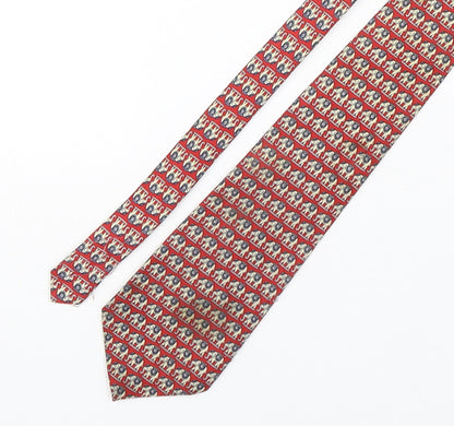 Preworn Mens Multicoloured Geometric Silk Pointed Tie One Size - Elephants