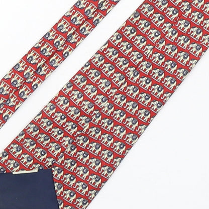 Preworn Mens Multicoloured Geometric Silk Pointed Tie One Size - Elephants
