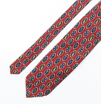Marks and Spencer Mens Multicoloured Geometric Polyester Pointed Tie One Size - Golf