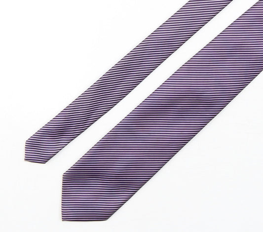 Preworn Mens Purple Striped Polyester Pointed Tie One Size