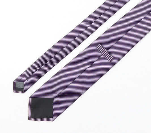 Preworn Mens Purple Striped Polyester Pointed Tie One Size