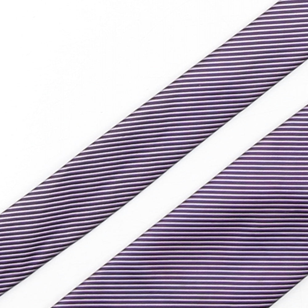 Preworn Mens Purple Striped Polyester Pointed Tie One Size