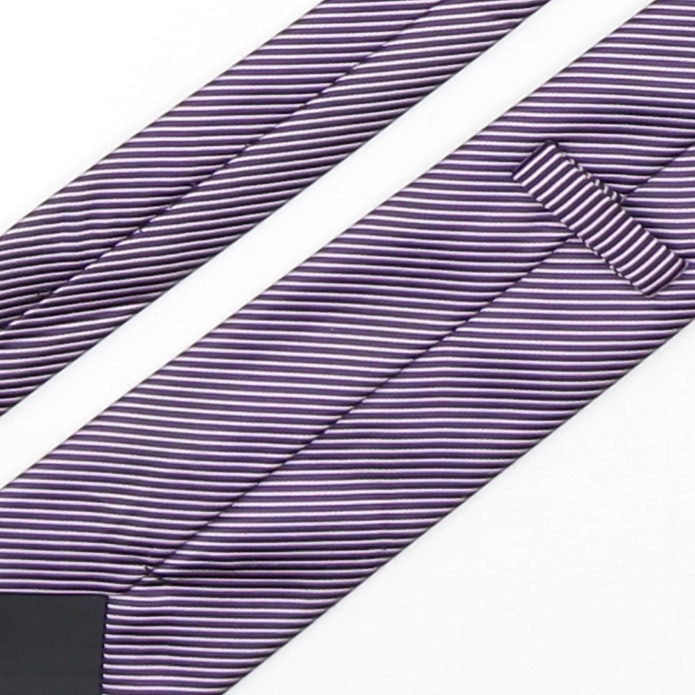 Preworn Mens Purple Striped Polyester Pointed Tie One Size
