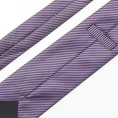 Preworn Mens Purple Striped Polyester Pointed Tie One Size