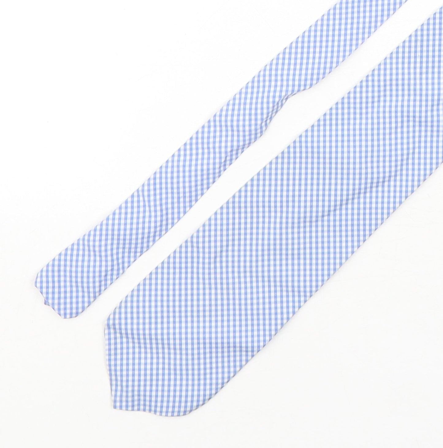River Island  Mens Blue Plaids & Checks Cotton Pointed Tie One Size