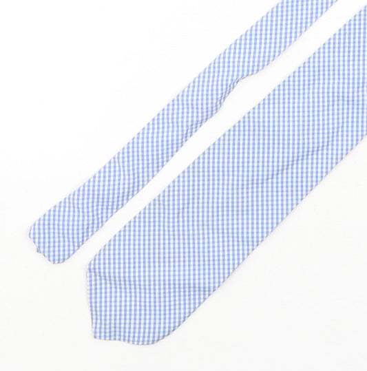 River Island  Mens Blue Plaids & Checks Cotton Pointed Tie One Size